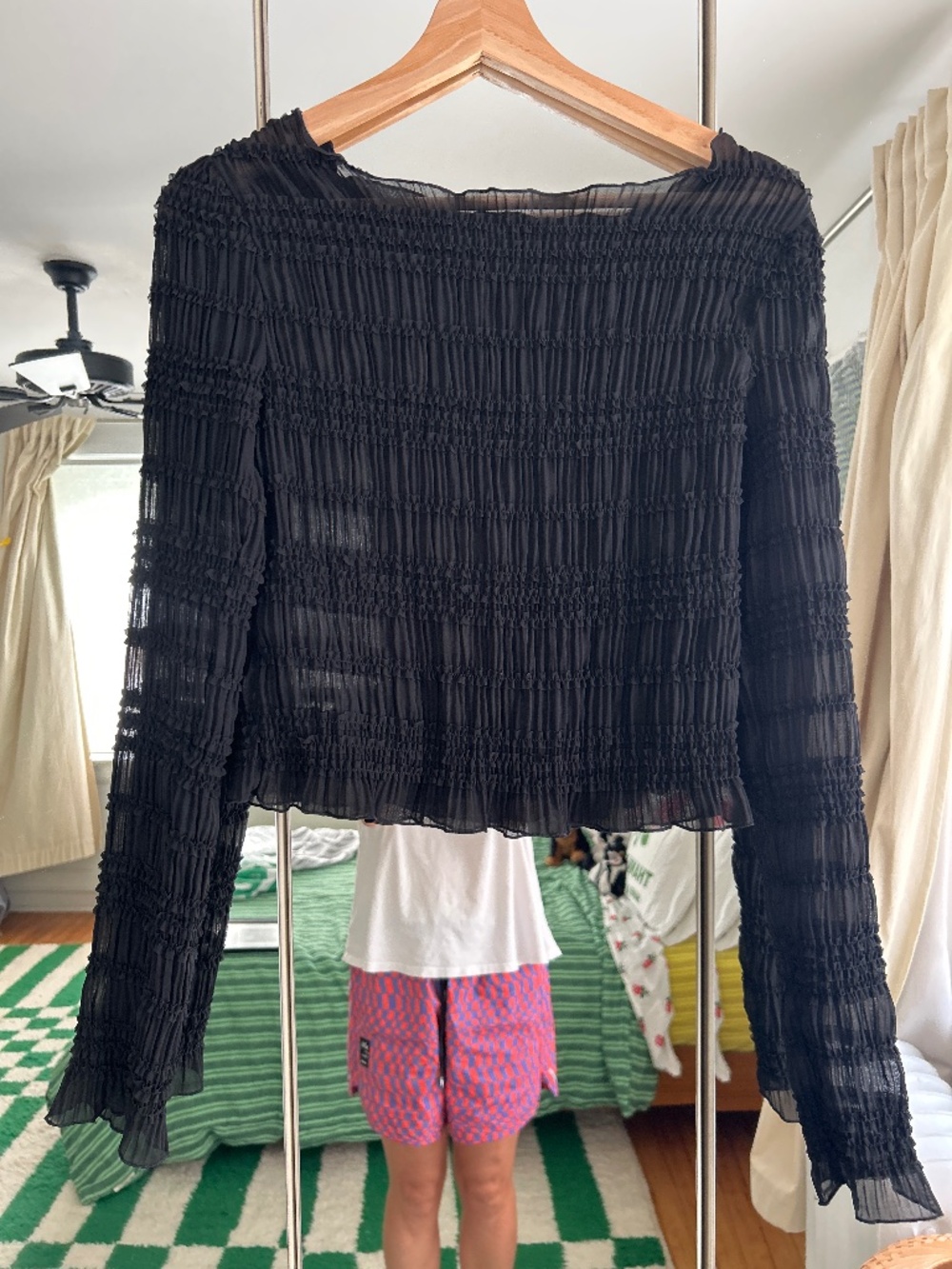 Pêche Sheer long sleeve blouse